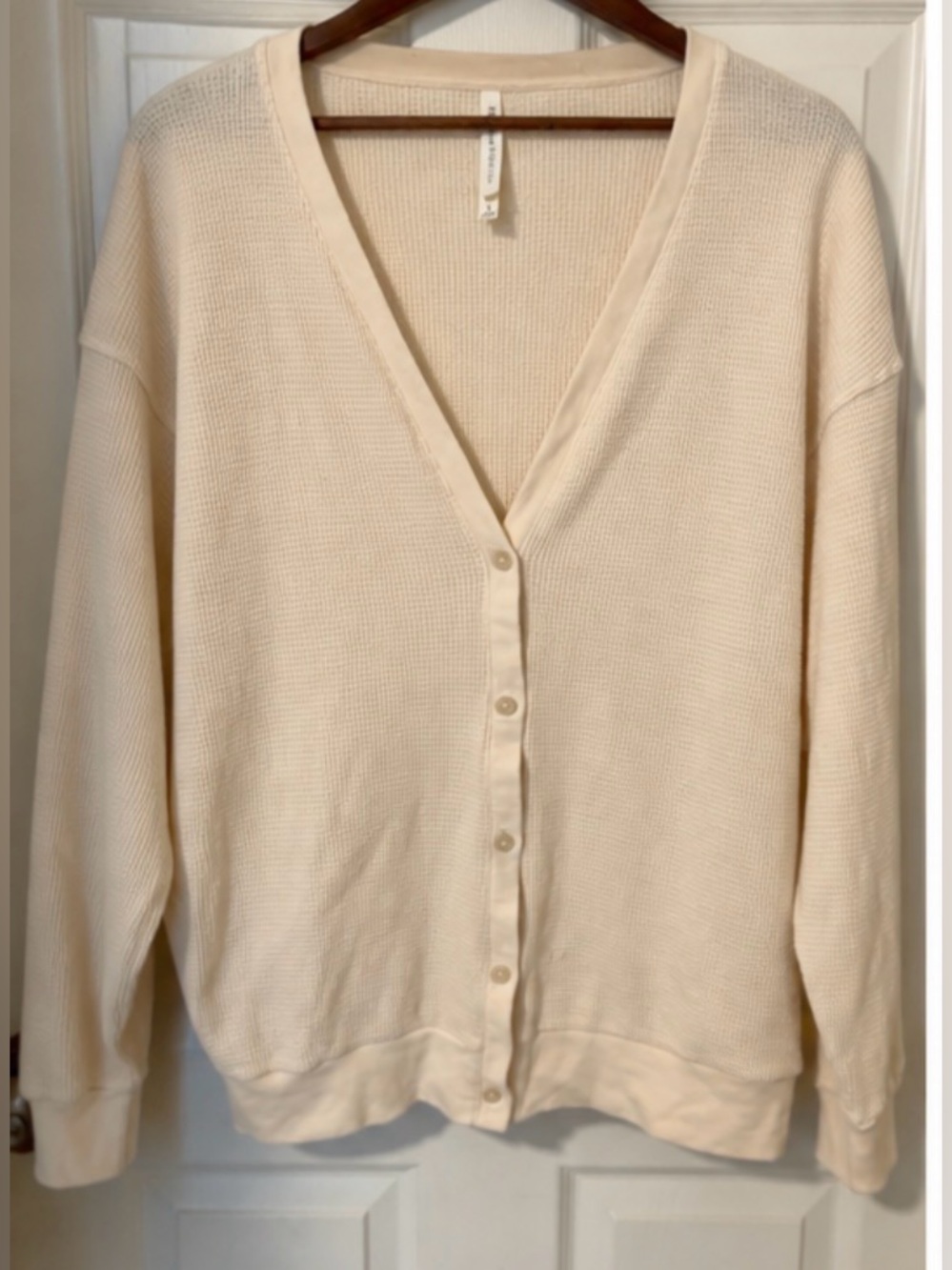 Babaton Cream V-Neck Button Cardigan Sweater